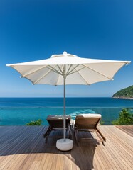 Sea view, beautiful patio, one big white umbrella 