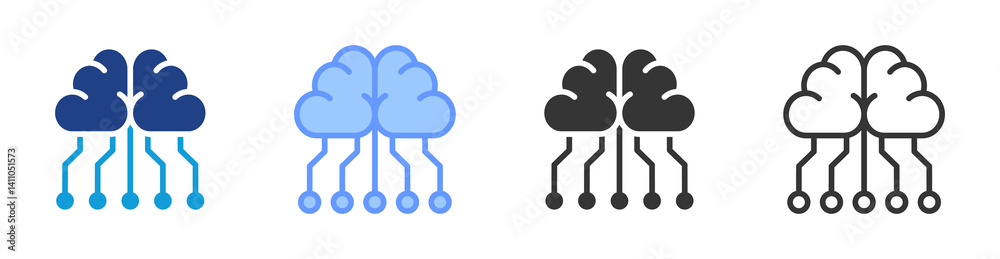 Poster Deep Learning icon set multiple style collection
