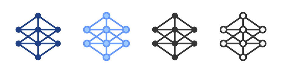 Neural Network icon set multiple style collection
