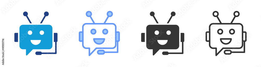Poster Chatbot icon set multiple style collection