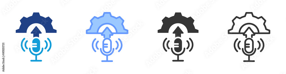 Poster Speech Recognition icon set multiple style collection