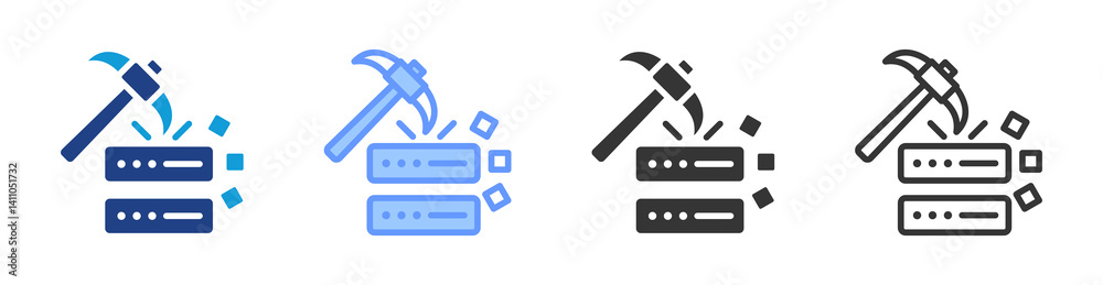 Aufkleber Data Mining icon set multiple style collection