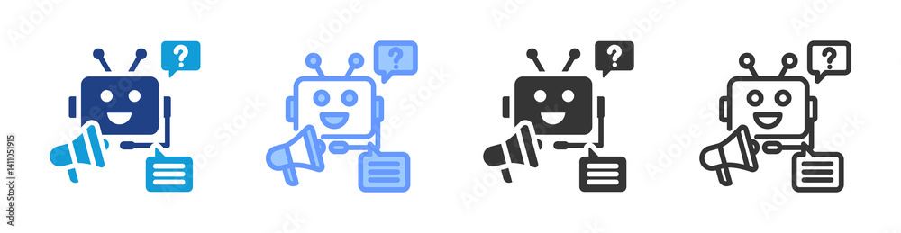 Poster ai costumer service icon set multiple style collection