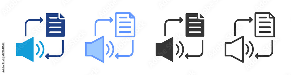 Poster Speech Synthesis icon set multiple style collection