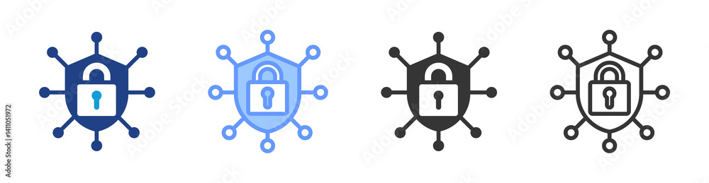 Aufkleber cyber security icon set multiple style collection
