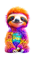 Fototapeta premium Vibrant Cartoon Sloth Toy: Cute Stuffed Animal for Kids' Playtime - Fun and Colorful Plush Jungle Creature for Toddlers transparent png graphic resource