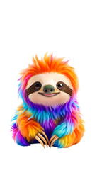 Fototapeta premium Vibrant Cartoon Sloth Toy: Cute Stuffed Animal for Kids' Playtime - Fun and Colorful Plush Jungle Creature for Toddlers transparent png graphic resource