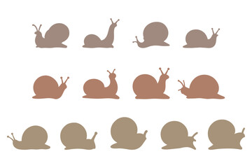 Snail Silhouette Icon Set. Animal Illustration Design