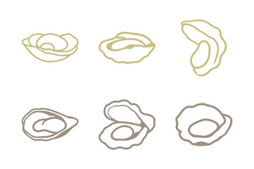 Oyster Outline Icon Set. Animal Illustration Design