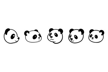 Face Panda Icon Set. Animal Illustration Design