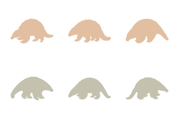 Pangolin Silhouette Icon Set. Animal Illustration Design
