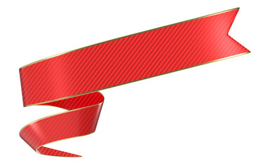 Elegant Red and Gold Swirling Ribbon Banner - 3D Render
