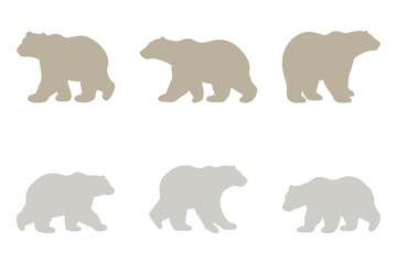 Polar Bear Silhouette Icon Set. Animal Illustration Design