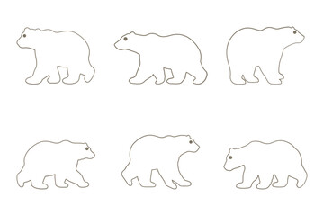 Polar Bear Outline Icon Set. Animal Illustration Design