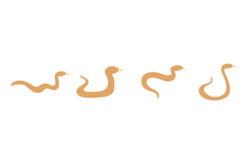 Rattle Snake Silhouette Icon Set. Animal Illustration Design