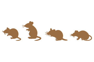 Rat Silhouette Icon Set. Animal Illustration Design