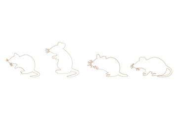Rat Outline Icon Set. Animal Illustration Design