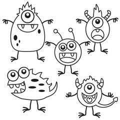 Funny stick  figure monster vector cartoon illustration