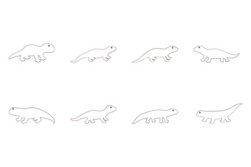 Salamander Outline Icon Set. Animal Illustration Design