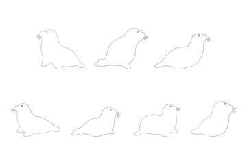 Seal Outline Icon Set. Animal Illustration Design