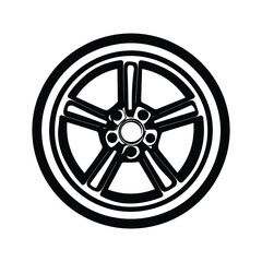 Fototapeta premium Black Five Spoke Car Wheel Design Isolated on Transparent Background Automotive Part