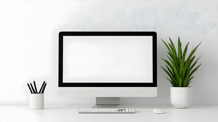Fototapeta premium Modern Minimalist Workspace With Computer