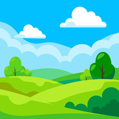 Obraz premium Vibrant wildflower meadow cartoon landscape background 