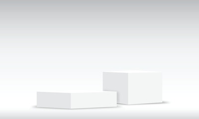 Abstract 3d rendering White podium with empty space or cube-shaped display base on white background
