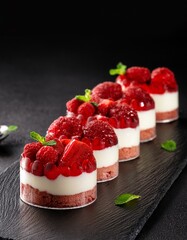 Red sweet dessert with creme