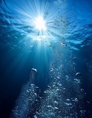 Underwater with ray of light 