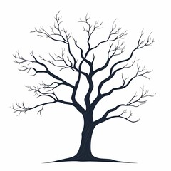 Obraz premium Leafless Tree Black Silhouette: Minimalist Winter Nature Illustration for Artistic Design and Eco-Friendly Graphic Projects