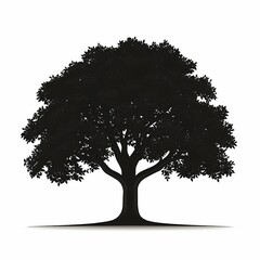 Fototapeta premium Tree Silhouette Illustration: Black Silhouetted Foliage Art for Nature & Botanical Design