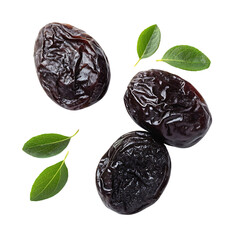 dried plums isolated on white