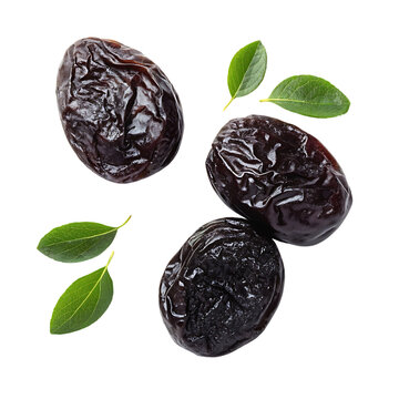 dried plums isolated on white