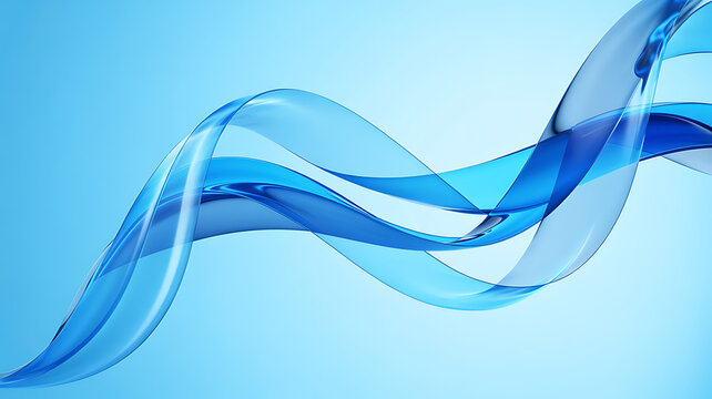 Experience the mesmerizing dance of translucent blue ribbons gracefully flowing against a serene azure backdrop creating a soothing and elegant abstract design.