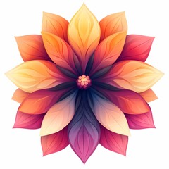 Vibrant Floral Petals. Colorful and Artistic Botanical Illustration with Symmetrical Pattern