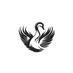 Fototapeta premium Swan in flight, stylized logo