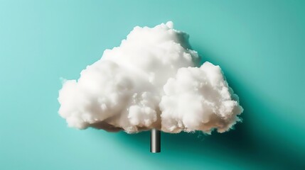 Fluffy white cloud on a turquoise backdrop, symbolizing digital storage
