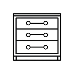 Chest of Drawers Icon with Three Storage Drawers Outline Style on Transparent Background