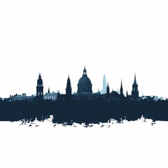Fototapeta premium Silhouette Cityscape. Elegant European Skyline Illustration with Tower and Dome