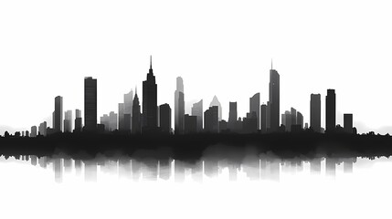 Naklejka premium Modern Urban Cityscape. Black and White Skyline Silhouette in High Definition illustration.