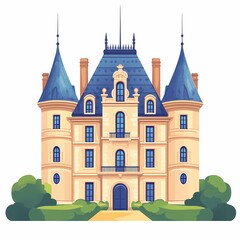 Elegant French Castle Architecture. A Luxurious Fairytale with Palatial Details in Picturesque Surroundings