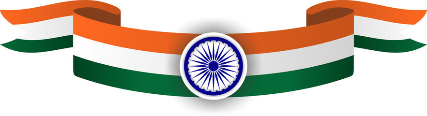 Illustration of Indian Flag with Decorative Ribbon