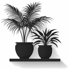 Stylish Plant Silhouettes. Modern Black and White Botanical Wall Art for Contemporary Home Decor