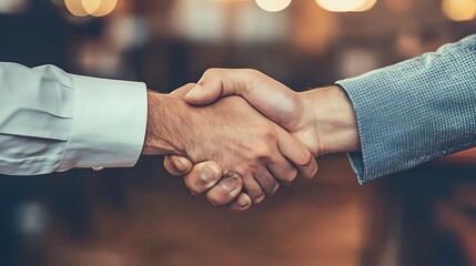 Two diverse business partners sealing agreement with handshake for success