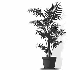 Modern Minimalistic Indoor Palm Silhouette. Elegant Tropical Houseplant Decoration for Contemporary Home Decor and Wellness