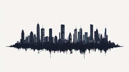 Obraz premium Contemporary Urban Cityscape. Black and White Skyline Silhouette for Modern Wall Art