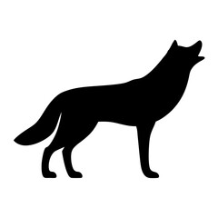 wolf animal black silhouette icon - designs for jungle animals wolf Safaris, wildlife, rainforest, vector on a white transparent.
