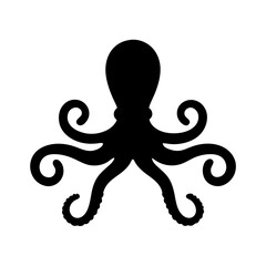 octopus animal black silhouette icon - designs for jungle animals octopus Safaris, wildlife, rainforest, vector on a white transparent.