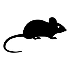 mouse animal black silhouette icon - designs for jungle animals mouse Safaris, wildlife, rainforest, vector on a white transparent.